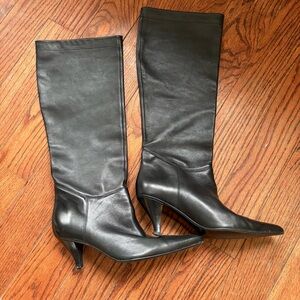 Vintage Enzo Magliozzi Black Soft Leather Slouch Pointed Toe Heeled Boots